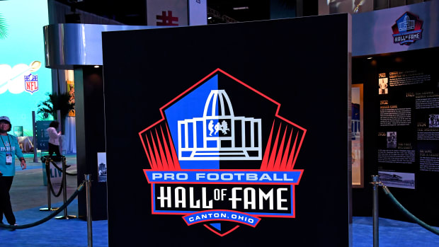 Jan 25, 2020; Miami, Florida, USA; A detail shot the Pro Football Hall of Fame sign during the Grand Opening of the NFL s Super Bowl Experience at the Miami Beach Convention Center. Mandatory Credit: Steve Mitchell-USA TODAY Sports